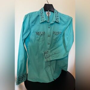 Vintage Bling Ariat Light Weight Turquoise Western Ladies Shirt. Medium